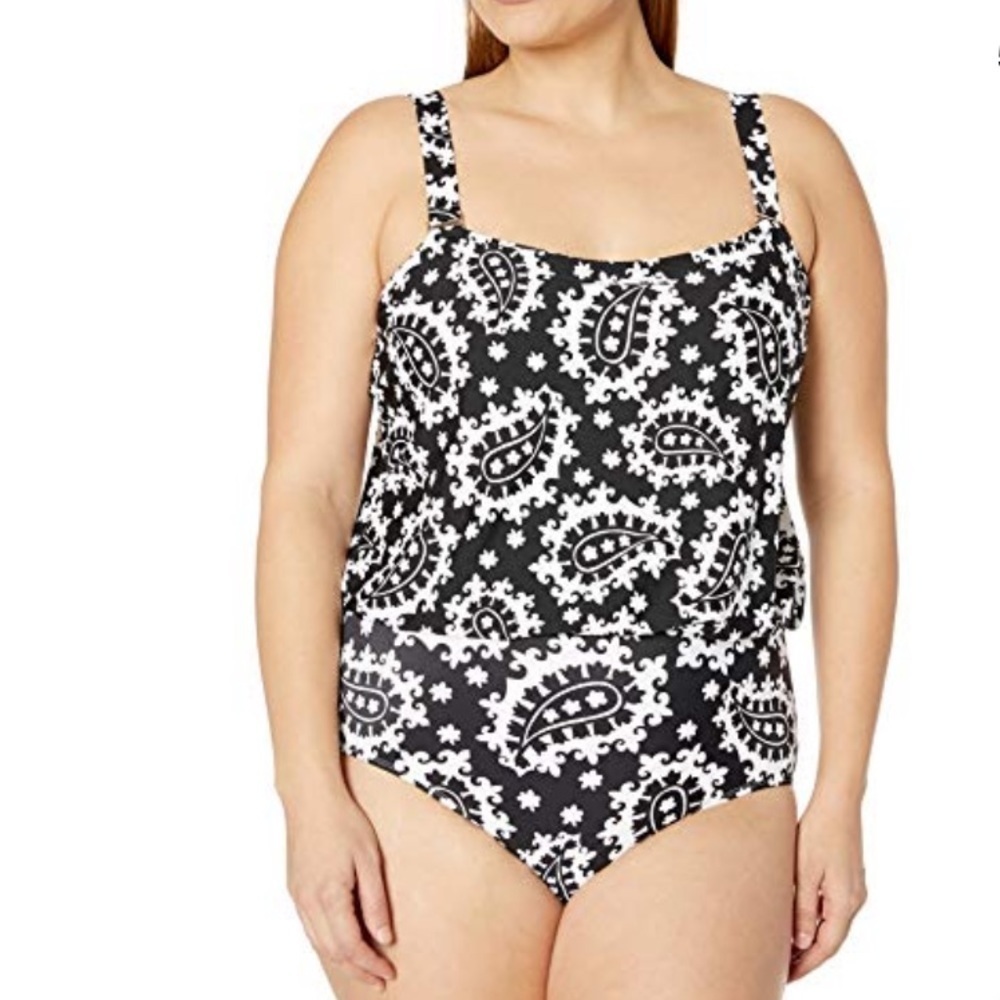 ANNE Cole Bandeau Blouson One Piece Swimsuit